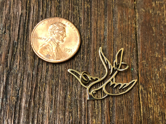 Bronze Openwork Swallow Bird Link Charm