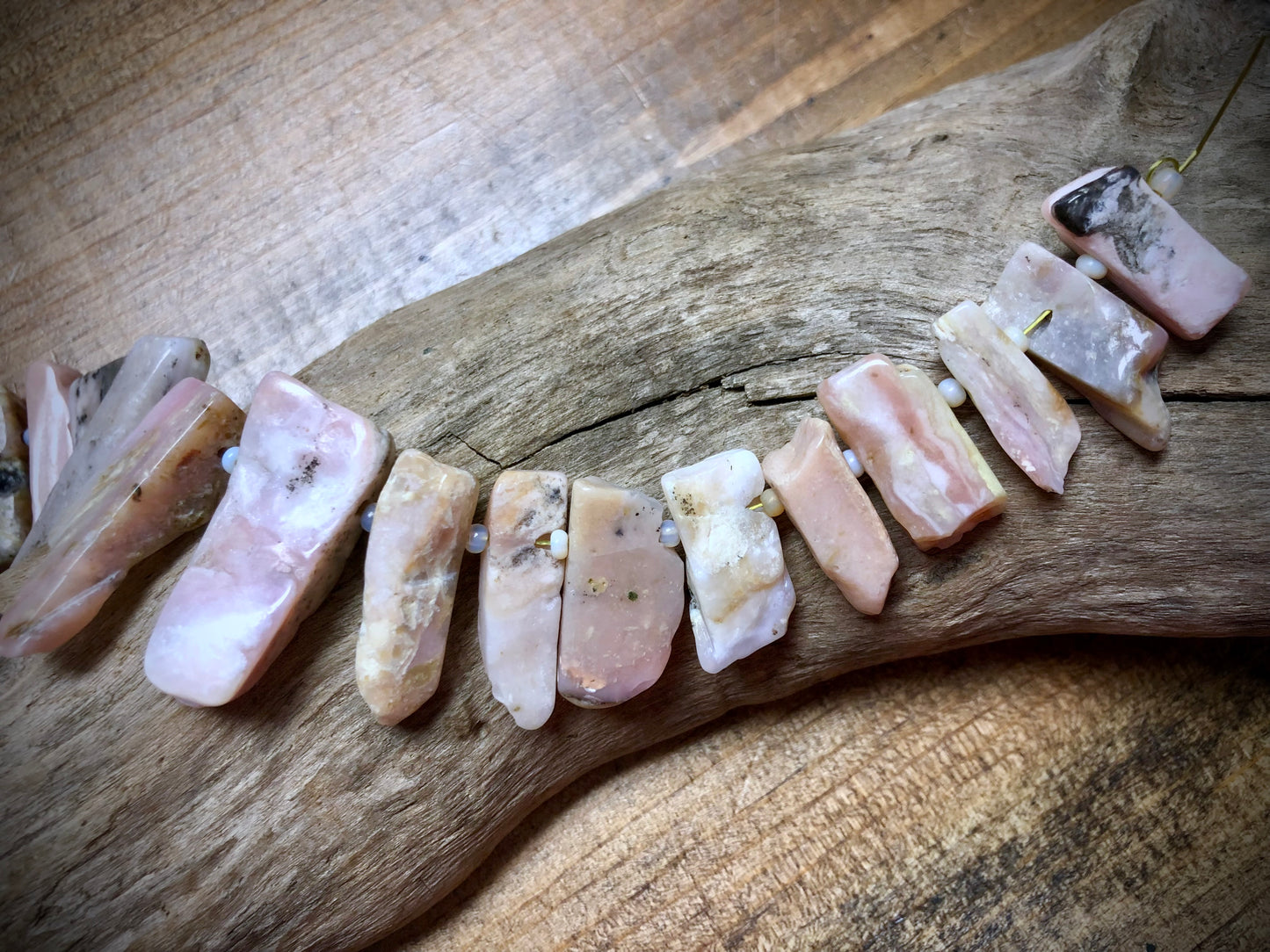 Graduated Pink Opal Sticks - 47mm x 14mm to 19mm x 9mm - 9" Strand