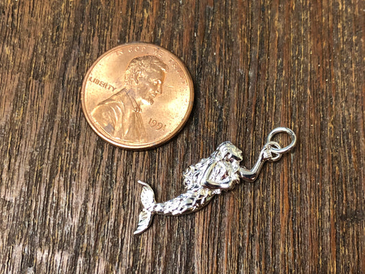 Silver-Plated Bronze Mermaid Charm