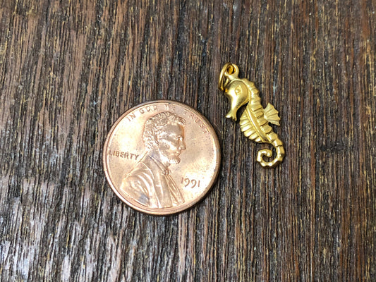 24k Gold-Plated Bronze Seahorse Charm