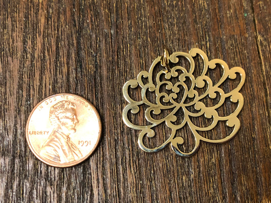 Bronze Large Openwork Chrysanthemum Flower Charm/Pendant