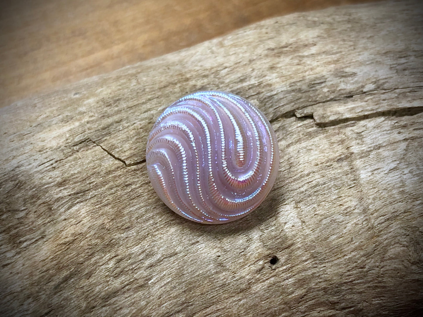 Czech Glass Shank Button - Purple Swirl - 18mm