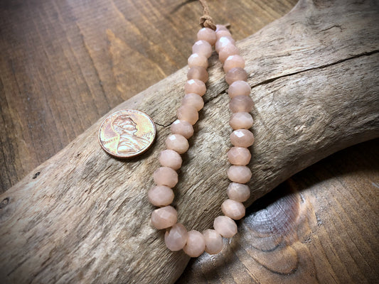 Peach Moonstone - 8mm - Diamond Cut Rondelle