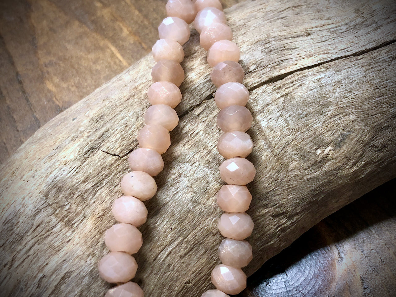 Peach Moonstone - 8mm - Diamond Cut Rondelle