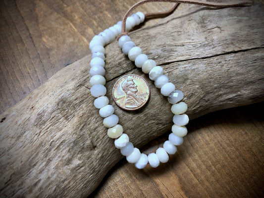 White Opal - 8mm - Diamond Cut Rondelles