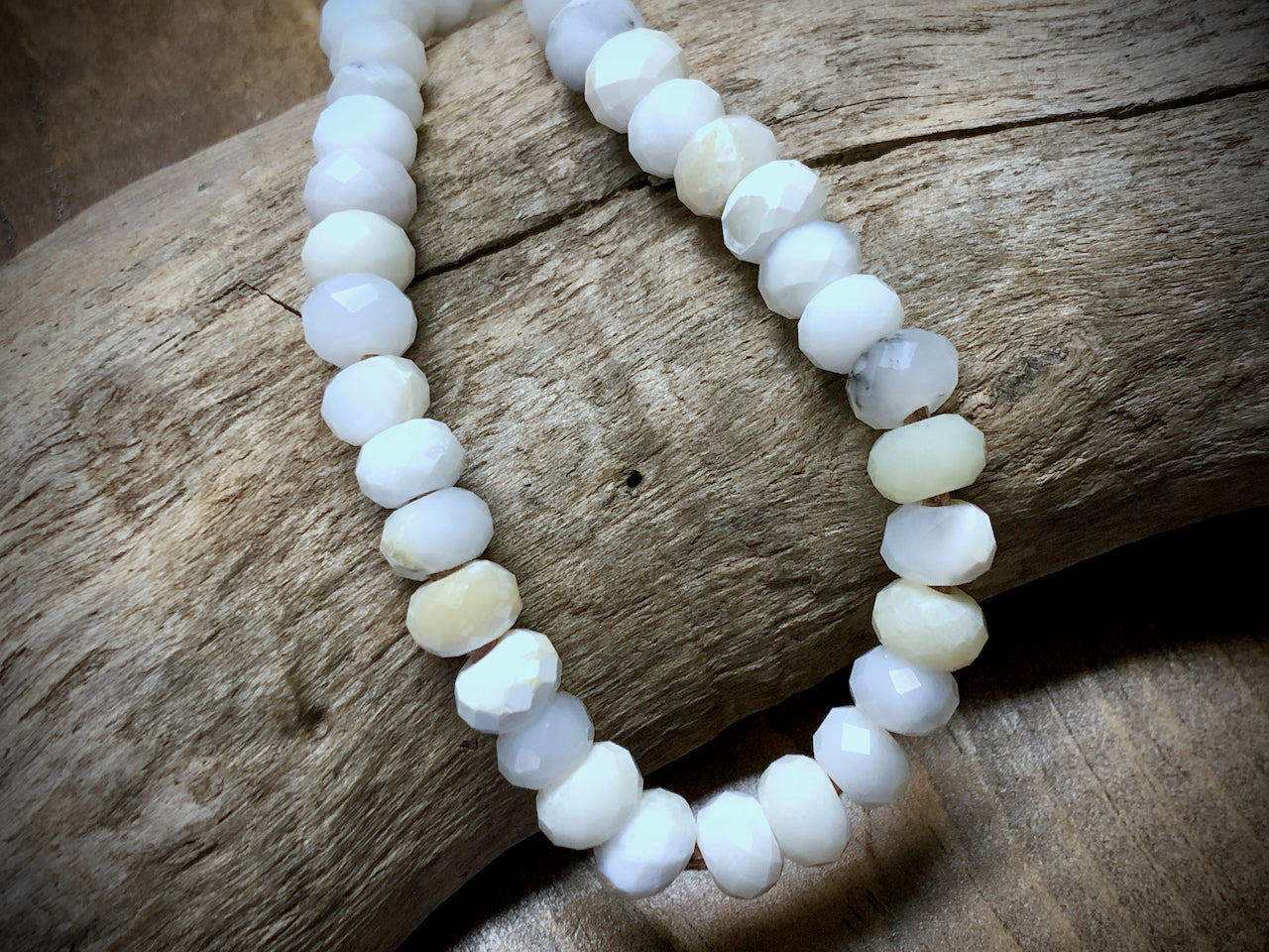 White Opal - 8mm - Diamond Cut Rondelles