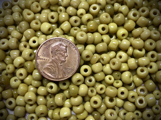 Vintage Venetian Seed Beads - 6/0 - Olivine Yellow