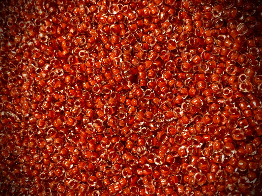 Vintage Venetian Seed Beads - 10/0 - Color Lined Red-Orange