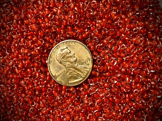 Vintage Venetian Seed Beads - 10/0 - Color Lined Red-Orange