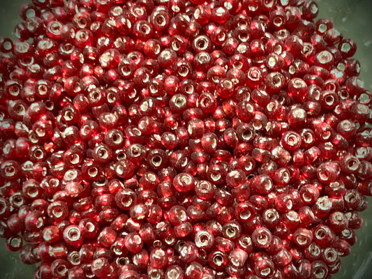 Vintage Venetian Seed Beads - 10/0 - Transparent Berry Red