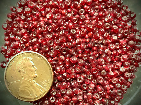 Vintage Venetian Seed Beads - 10/0 - Transparent Berry Red