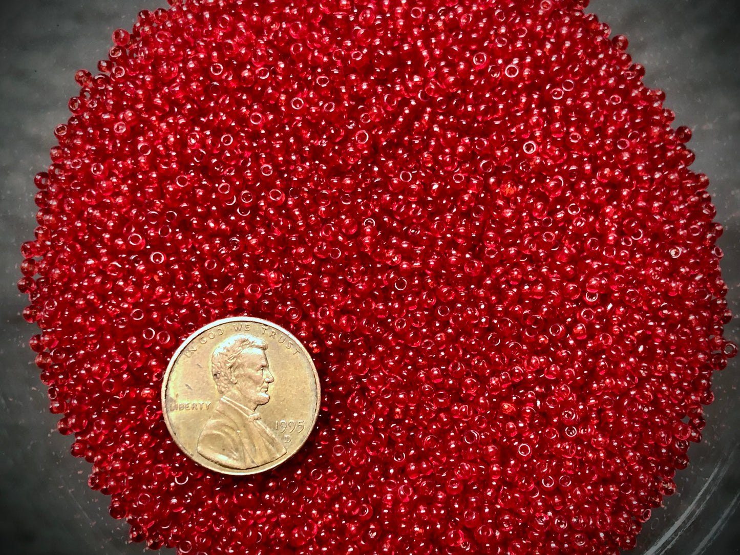 Vintage Venetian Seed Beads - 11/0 - Transparent Scarlet Red