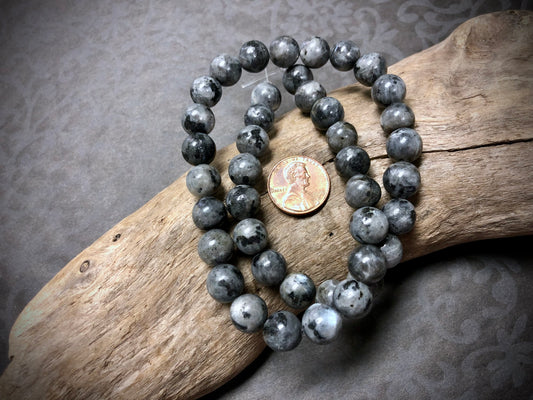 Larvikite (Black Labradorite) 10mm Rounds - 16”
