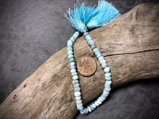Larimar Faceted Rondelles - 6mm x 3mm - 7.5”