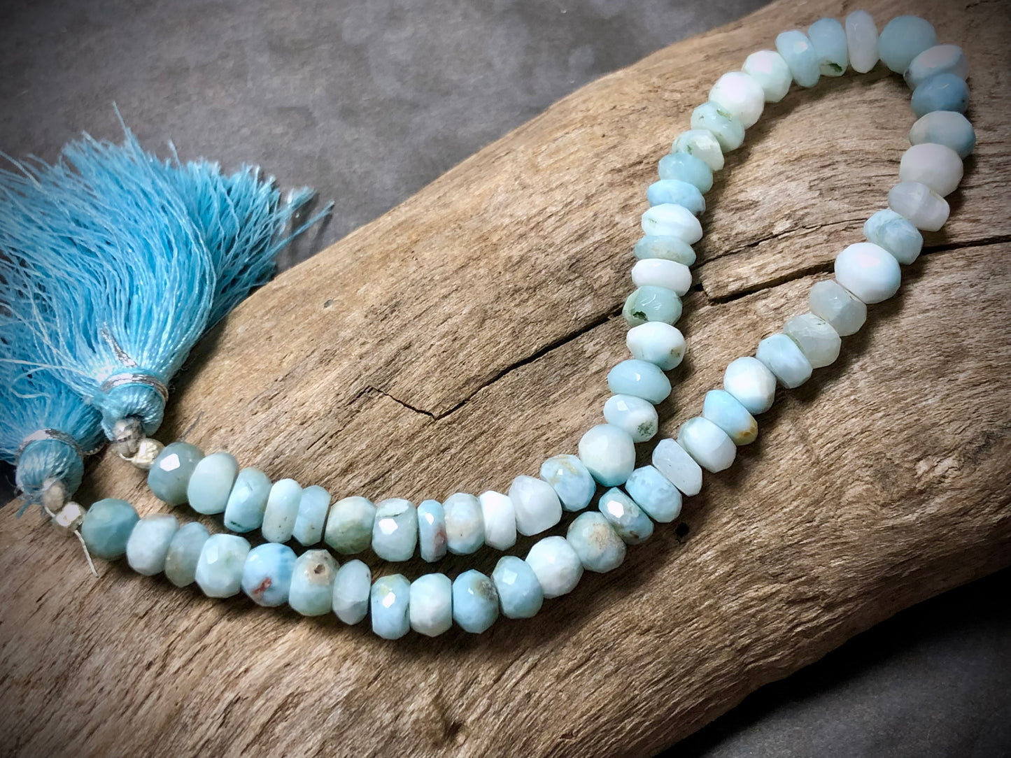 Larimar Faceted Rondelles - 6mm x 3mm - 7.5”