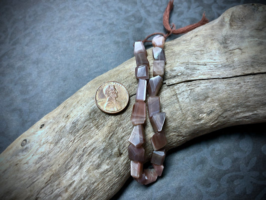 Multi Moonstone Small Faceted Nuggets - 8”