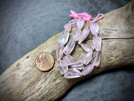 Rose Quartz Small Faceted Nuggets - 10”