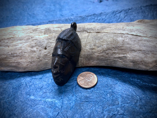 Hand Carved Wooden African Mask Pendant