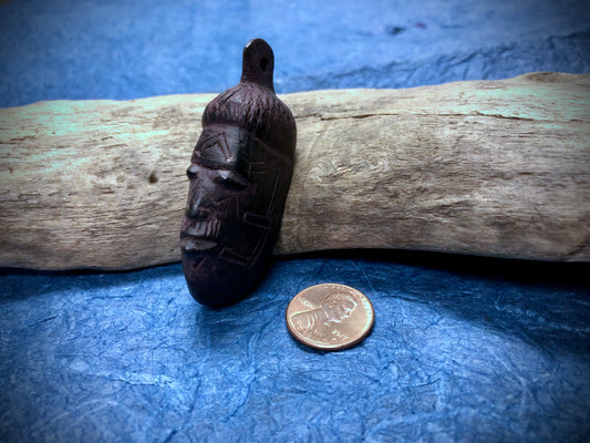 Hand Carved Wooden African Mask Pendant