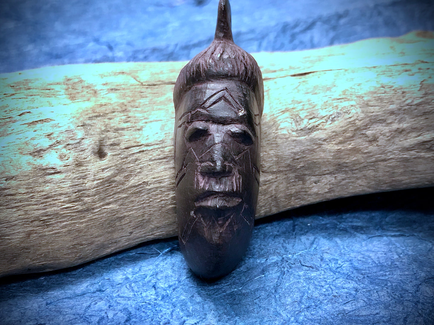 Hand Carved Wooden African Mask Pendant