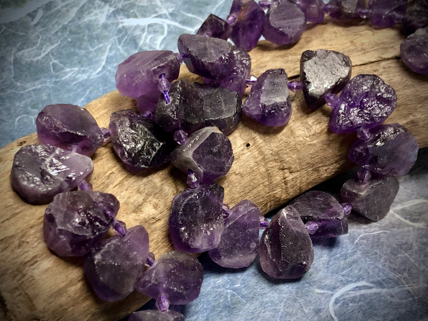 Amethyst - Rough Teardrop Bead Strand - 17mm x 15mm - 16"