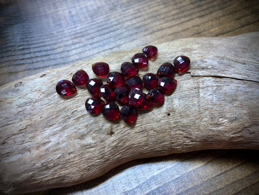 Vintage Czech Glass Faceted Briolette Bead - 9mm x 8mm - Garnet