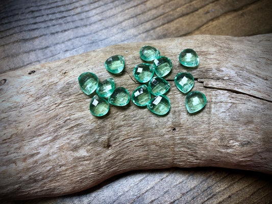 Vintage Czech Glass Faceted Briolette Bead - 9mm x 8mm - Peridot