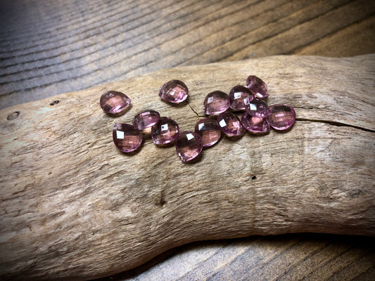 Vintage Czech Glass Faceted Briolette Bead - 9mm x 8mm - Light Amethyst