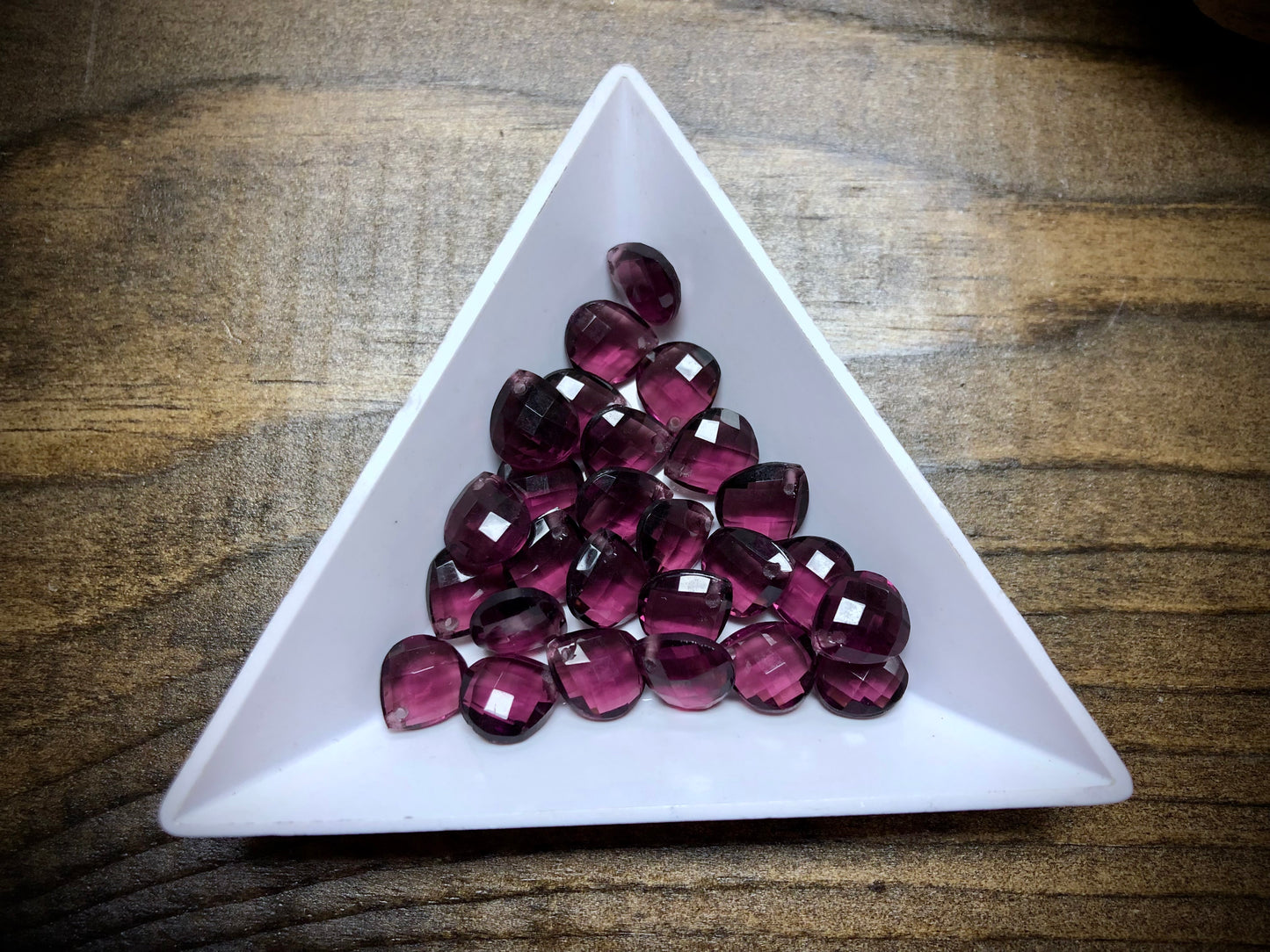 Vintage Czech Glass Faceted Briolette Bead - 9mm x 8mm - Amethyst