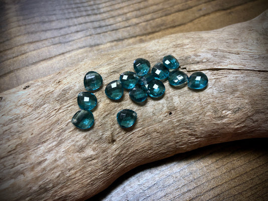 Vintage Czech Glass Faceted Briolette Bead - 9mm x 8mm - Montana Blue