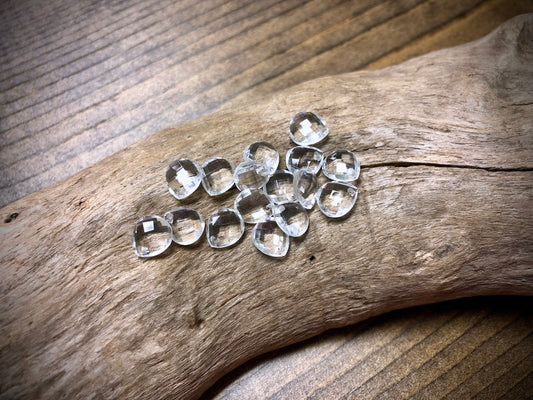 Vintage Czech Glass Faceted Briolette Bead - 9mm x 8mm - Crystal