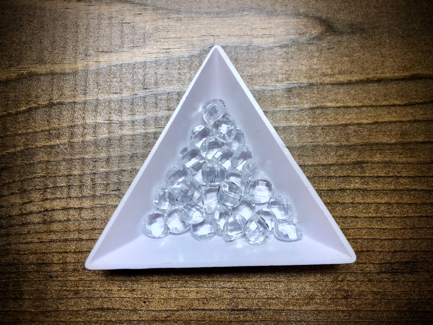 Vintage Czech Glass Faceted Briolette Bead - 9mm x 8mm - Crystal