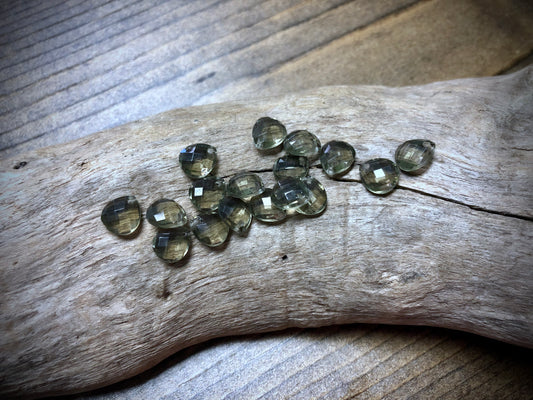 Vintage Czech Glass Faceted Briolette Bead - 9mm x 8mm - Black Diamond
