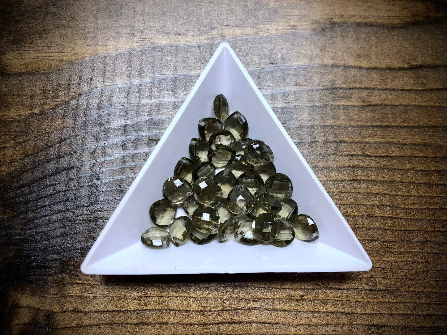 Vintage Czech Glass Faceted Briolette Bead - 9mm x 8mm - Black Diamond