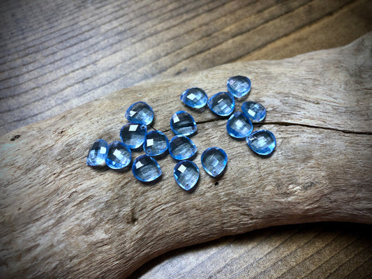 Vintage Czech Glass Faceted Briolette Bead - 9mm x 8mm - Light Sapphire