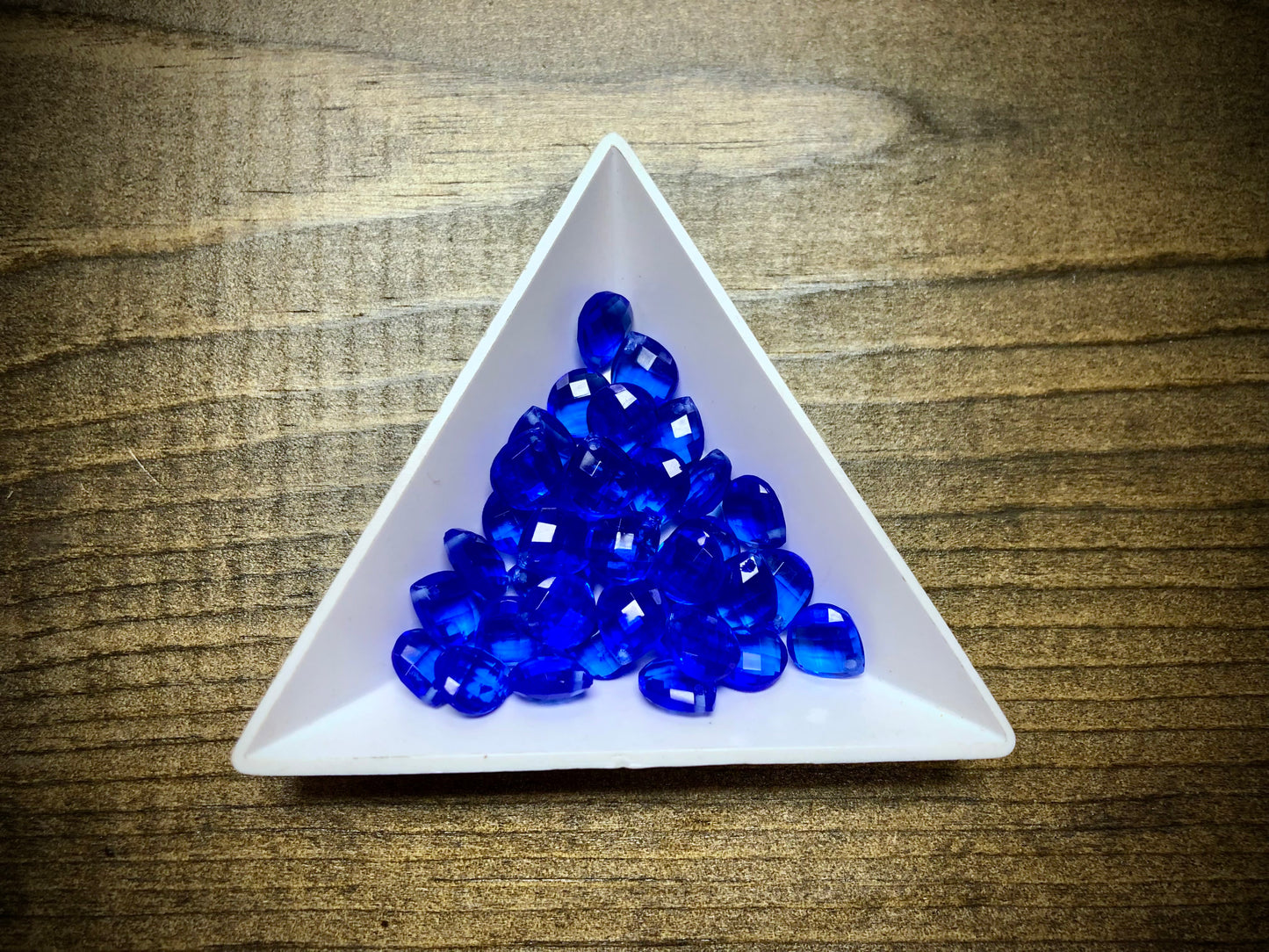 Vintage Czech Glass Faceted Briolette Bead - 9mm x 8mm - Sapphire