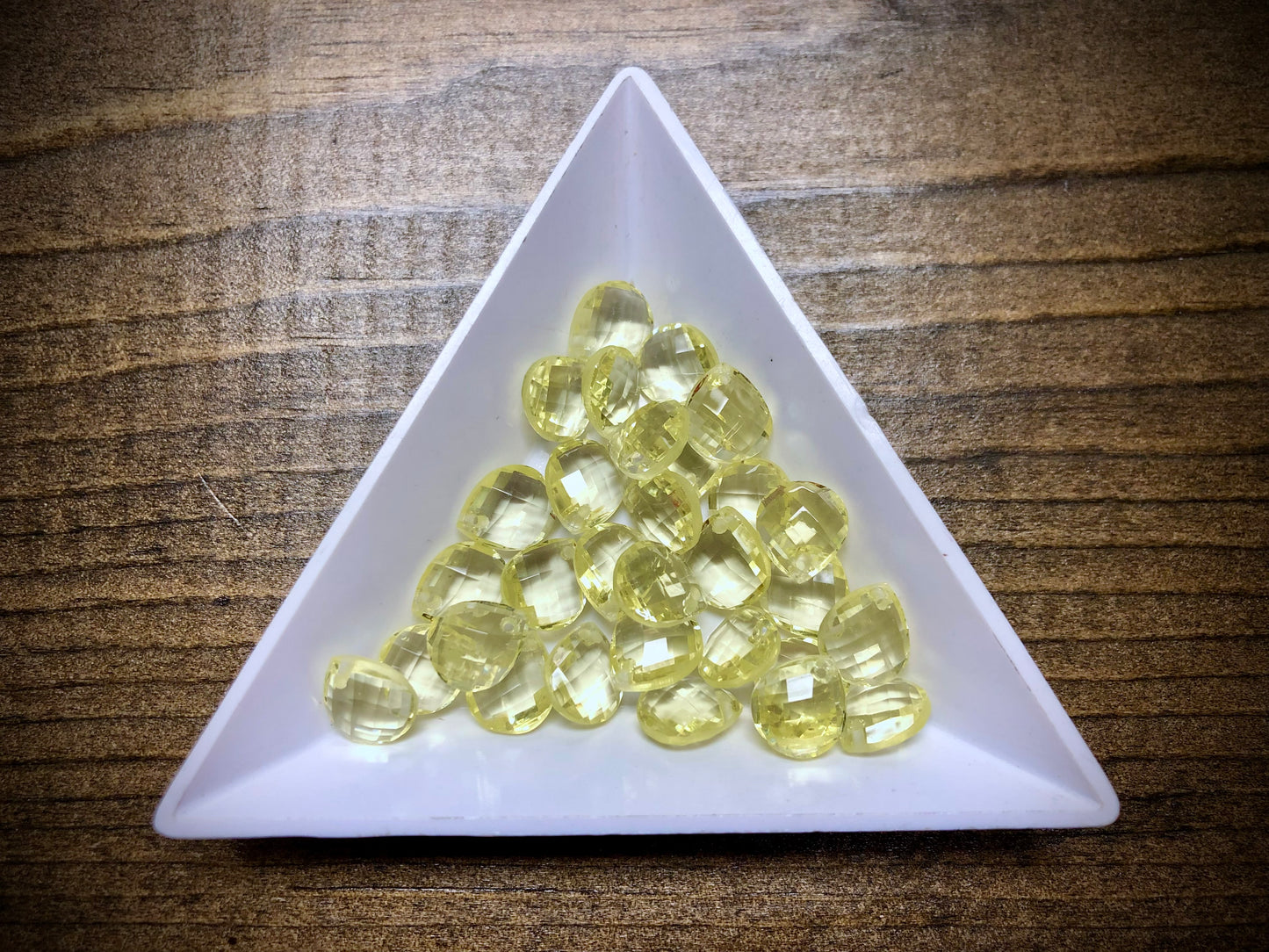 Vintage Czech Glass Faceted Briolette Bead - 9mm x 8mm - Daffodil Yellow