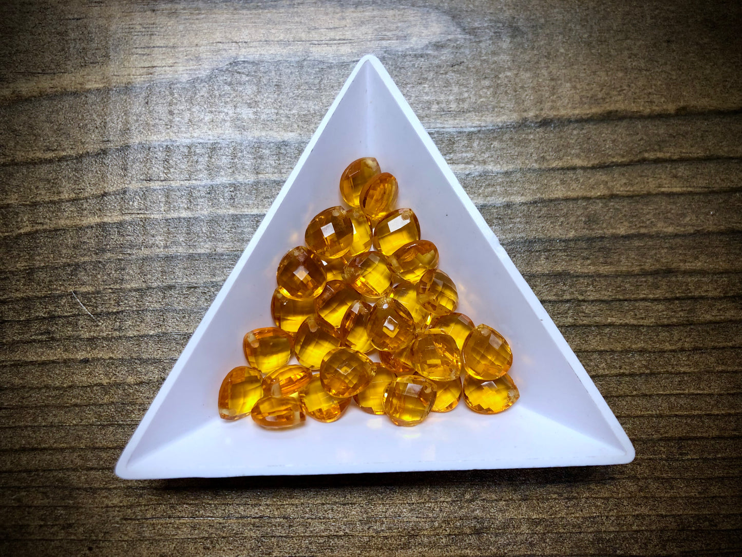 Vintage Czech Glass Faceted Briolette Bead - 9mm x 8mm - Topaz