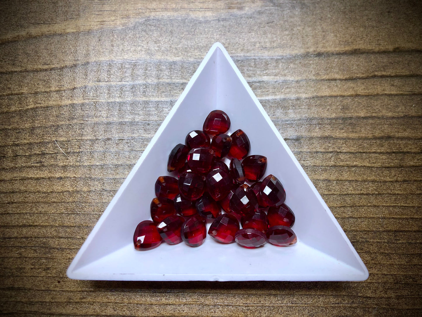 Vintage Czech Glass Faceted Briolette Bead - 9mm x 8mm - Garnet