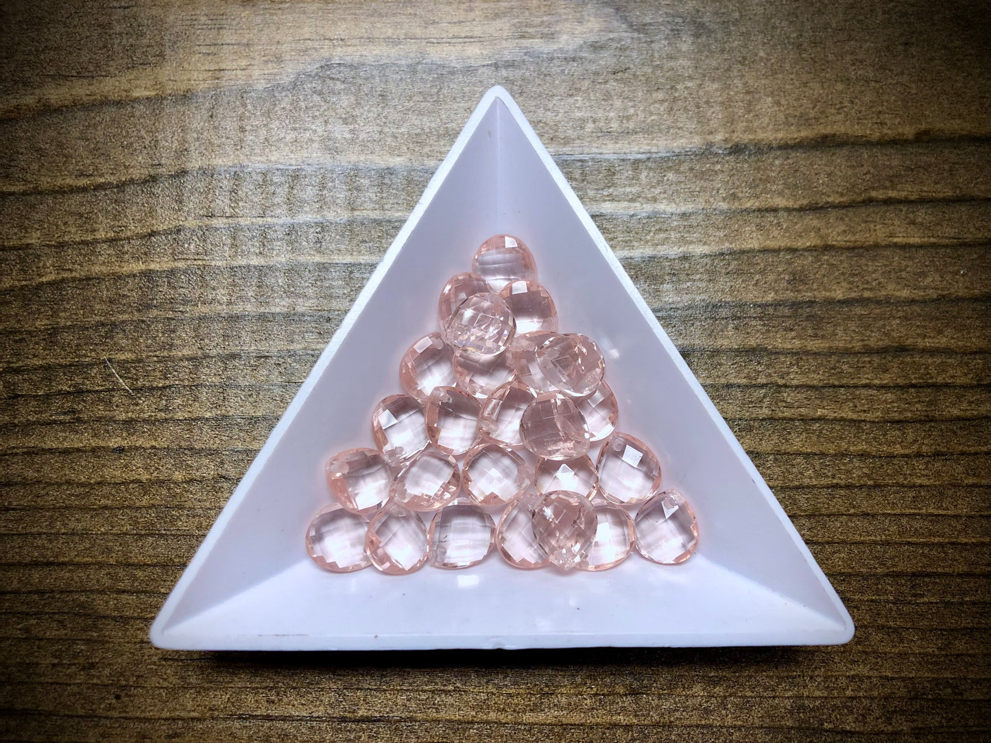 Vintage Czech Glass Faceted Briolette Bead - 9mm x 8mm - Light Rose