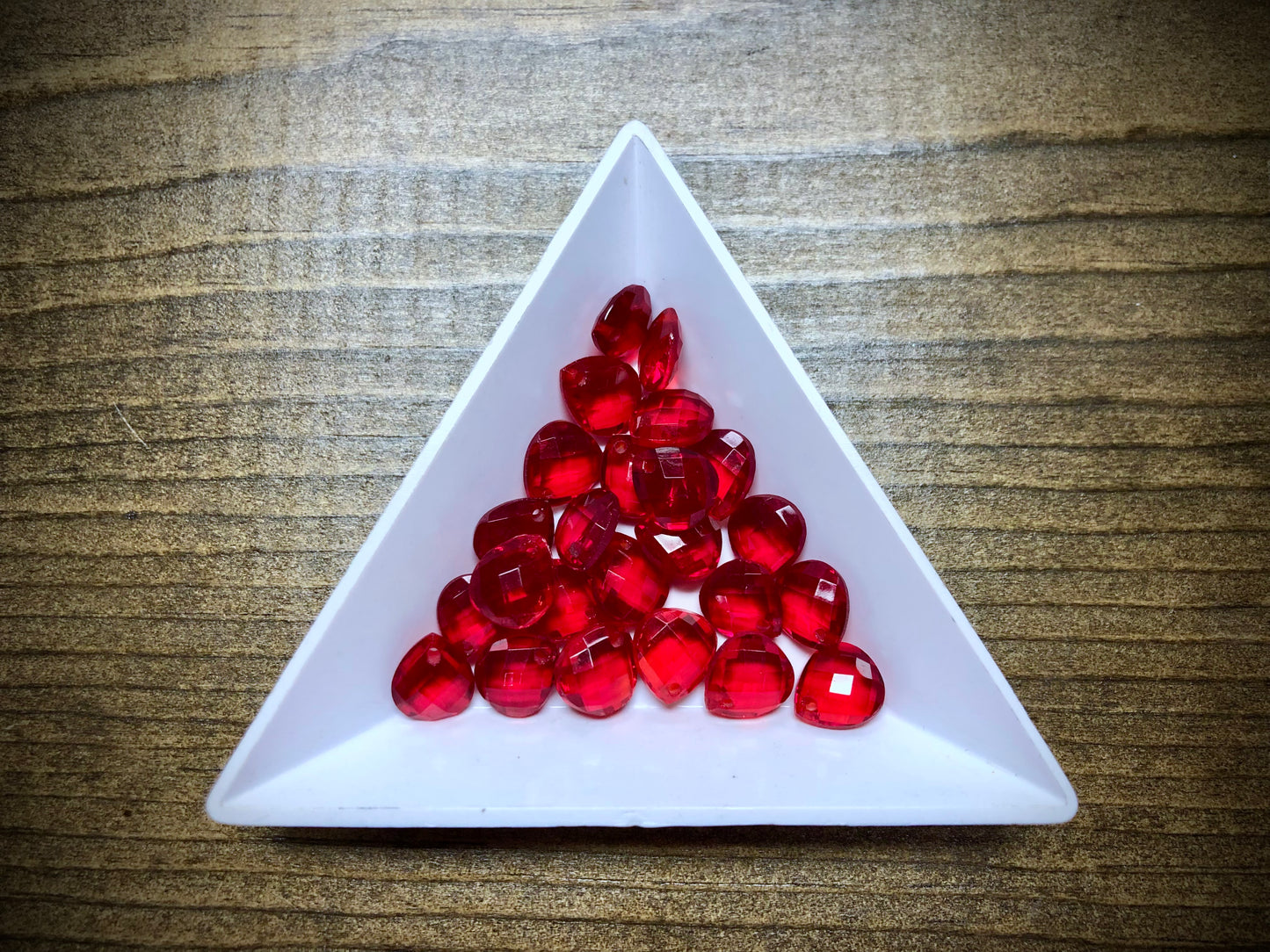 Vintage Czech Glass Faceted Briolette Bead - 9mm x 8mm - Ruby