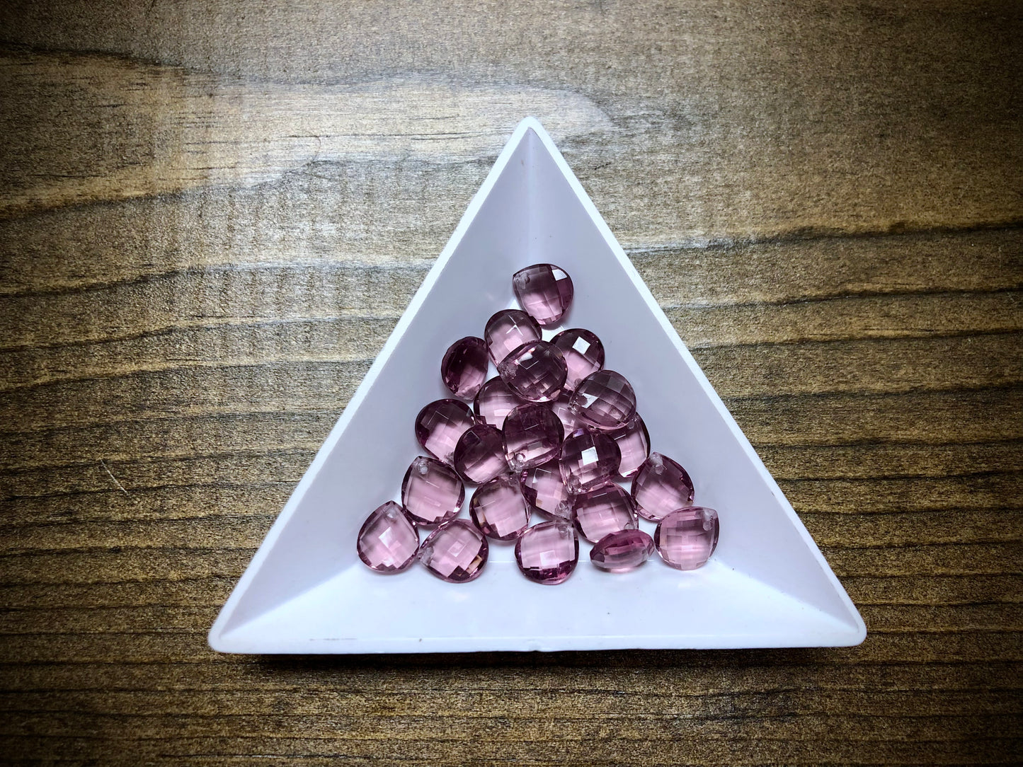 Vintage Czech Glass Faceted Briolette Bead - 9mm x 8mm - Light Amethyst