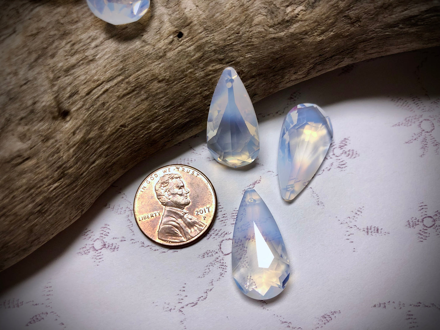 European Crystal Air Opal Drop Pendant - 24mm x 12mm