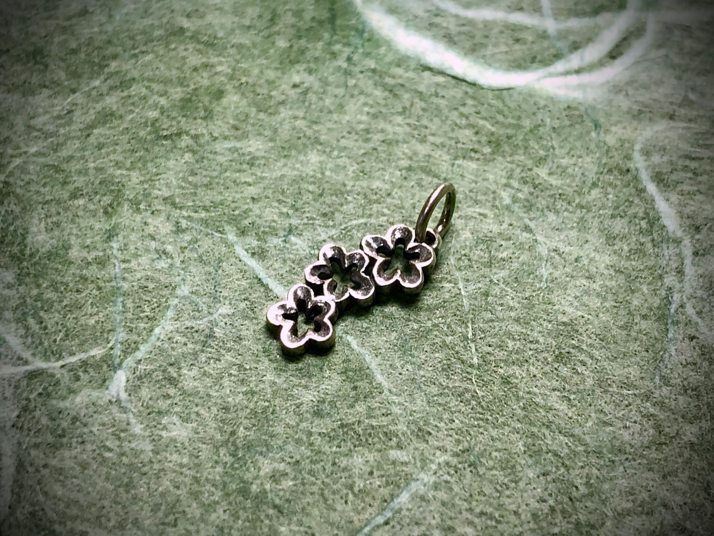 Sterling Silver Three Apple Blossoms Charm