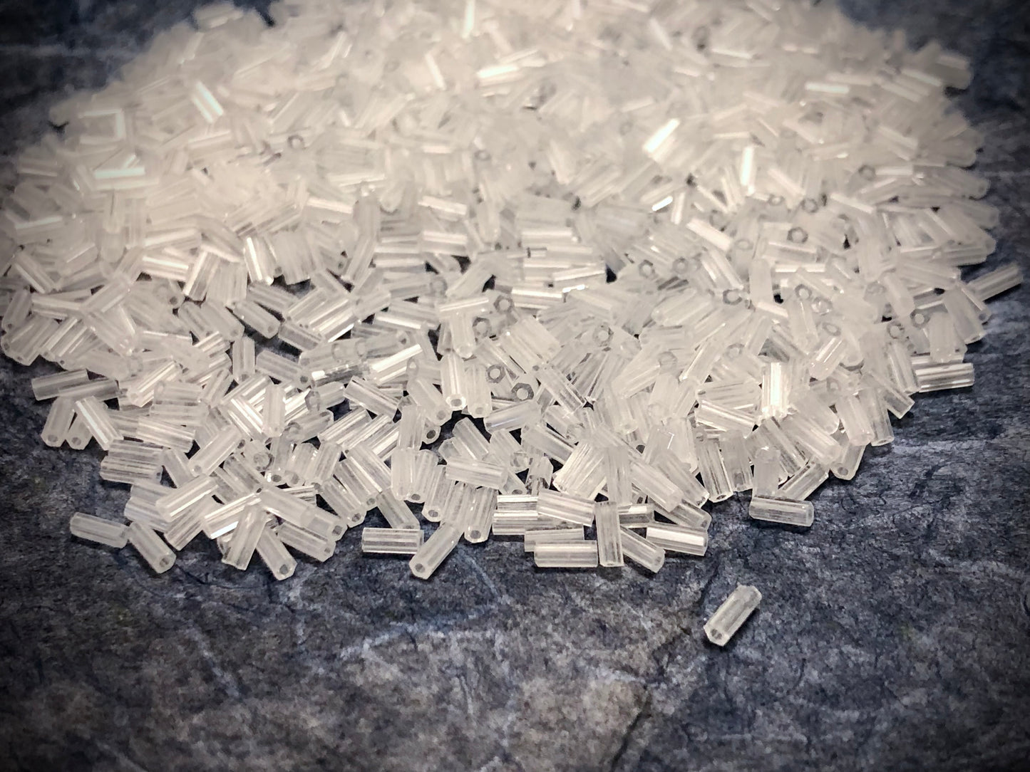 Vintage Japanese Crystal Clear Bugle Beads - 4mm x 2mm - 1 oz pack