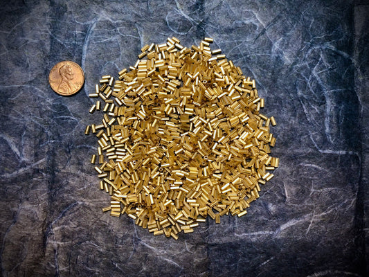 Vintage Japanese Gold Bugle Beads - 4mm x 2mm - 1 oz pack