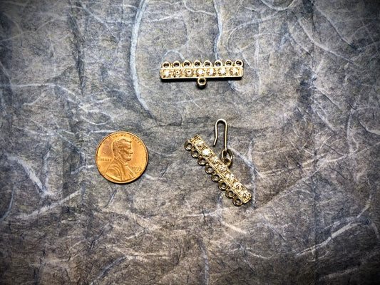 Vintage Rhinestone 8-Strand Hook Bar Clasp