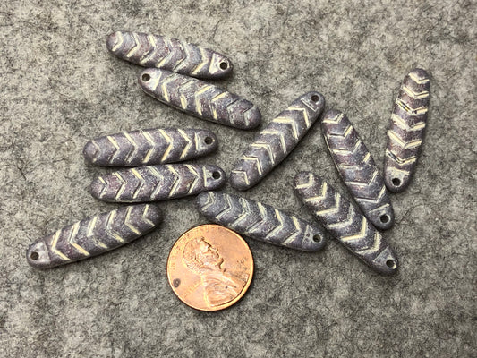 Matted Ruby Lustered Opal with Antique White Wash Chevron Dagger Czech Glass Beads