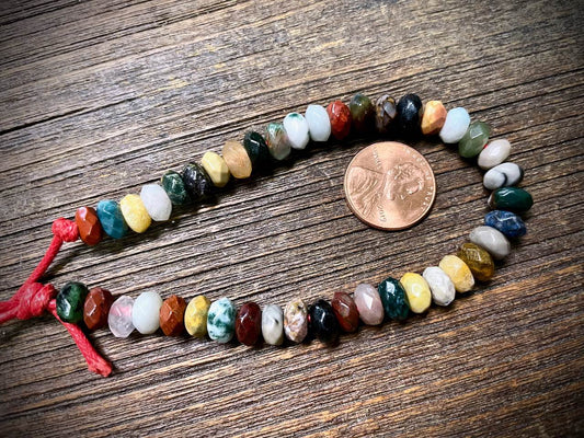 Mixed Stone Faceted Rondelle Bead Strand - 8mm x 5mm - 8" - Large Hole