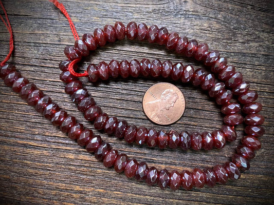 Plated Carnelian Faceted Rondelles Bead Strand - 8mm x 5mm - 15"